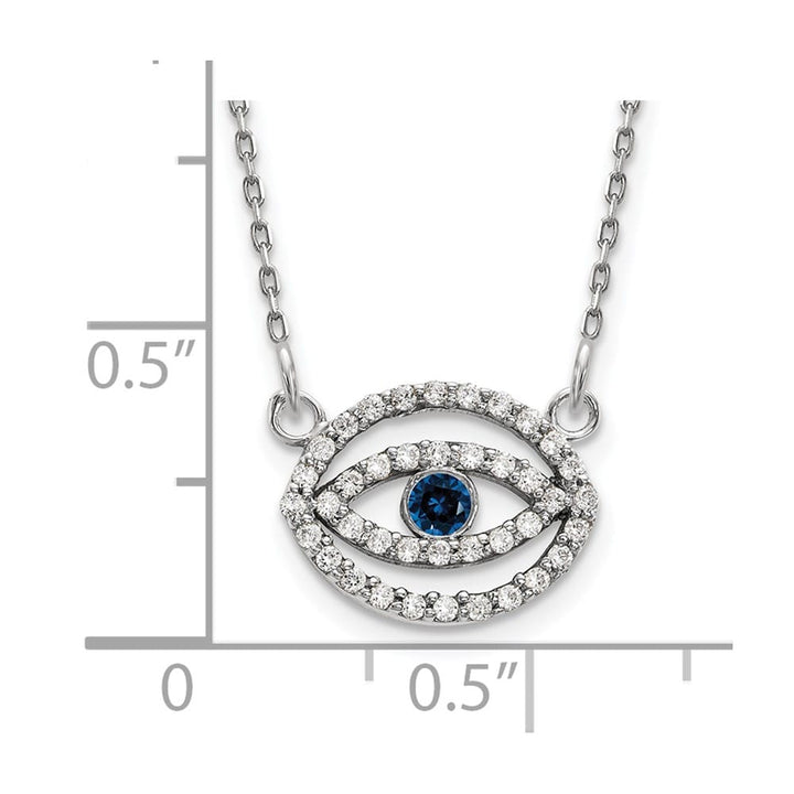14K White Gold 1/4 carat Diamond Sapphire Evil Eye 18 inch Necklace