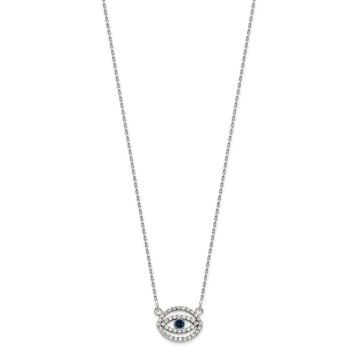 14K White Gold 1/4 carat Diamond Sapphire Evil Eye 18 inch Necklace
