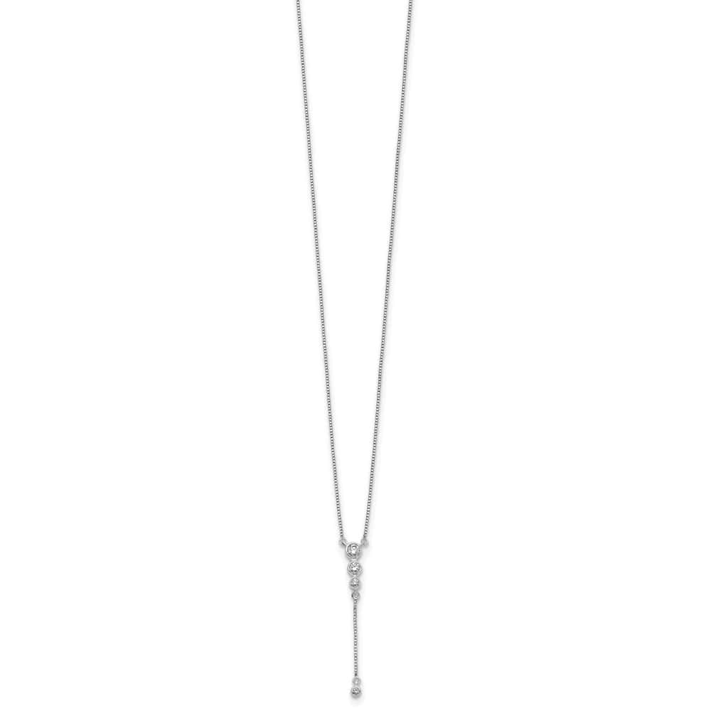 14K White Gold 1/4 carat Diamond with Dangle Y 18 inch Necklace