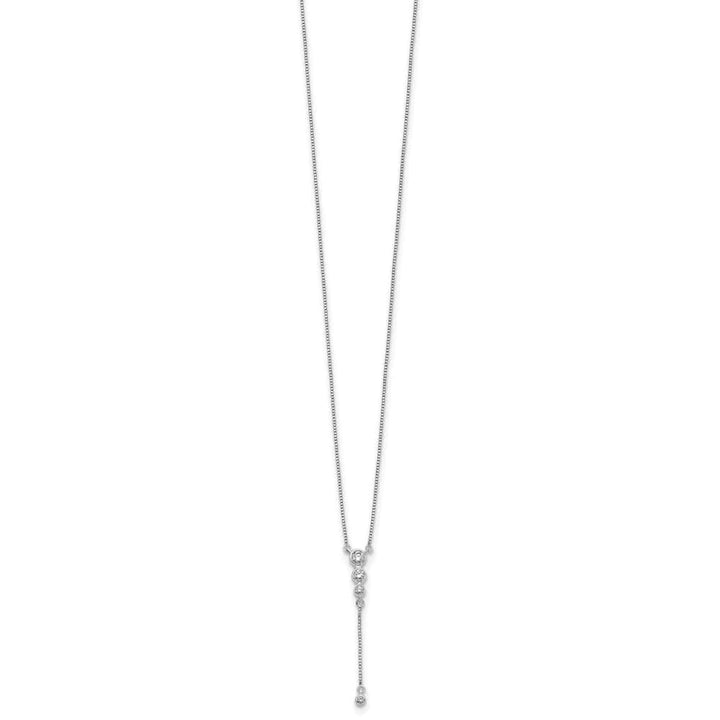 14K White Gold 1/4 carat Diamond with Dangle Y 18 inch Necklace
