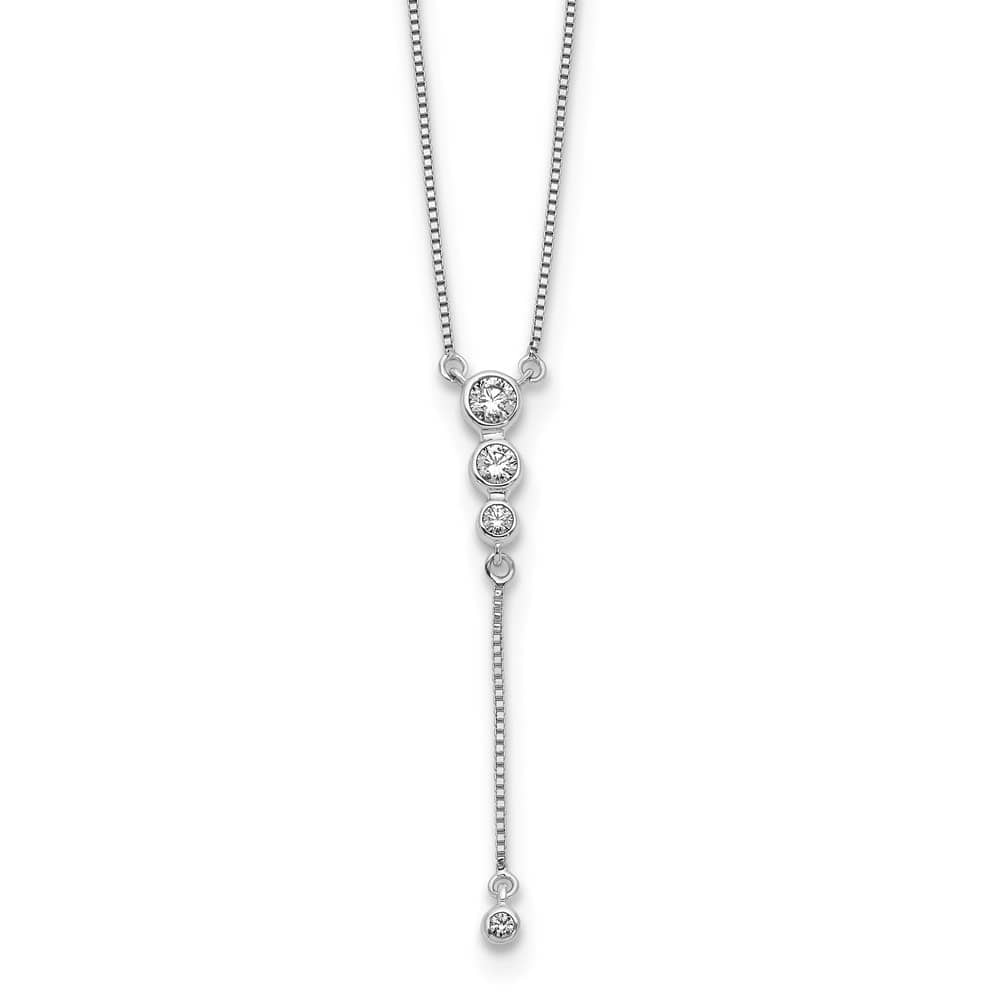 14K White Gold 1/4 carat Diamond with Dangle Y 18 inch Necklace