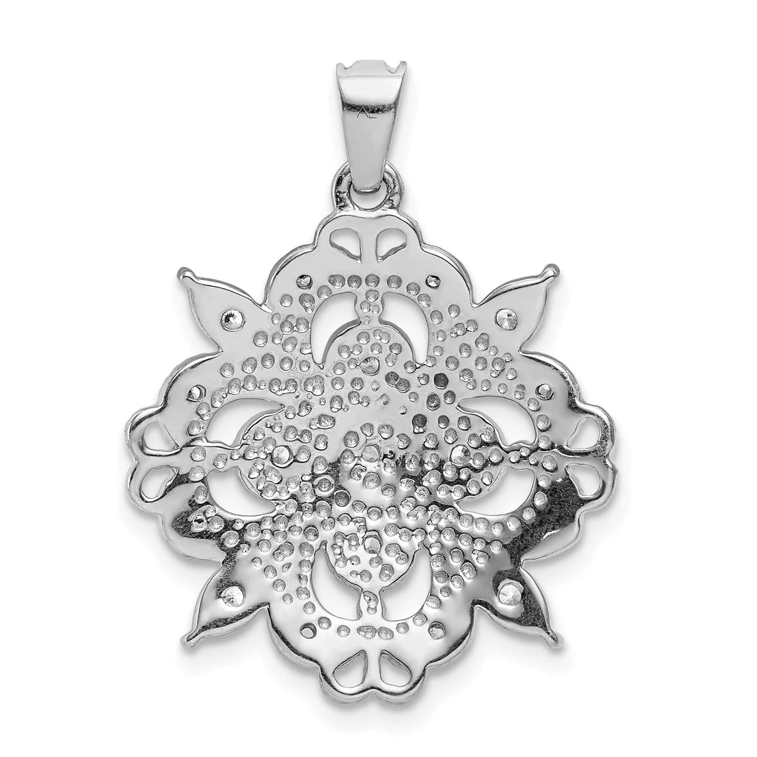 14K White Gold 1/4 carat Lab Grown Diamond Complete Filigree Pendant