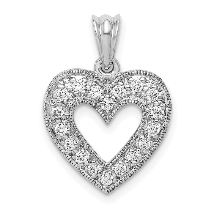 14K White Gold 1/4 carat Lab Grown Diamond Complete Heart Pendant