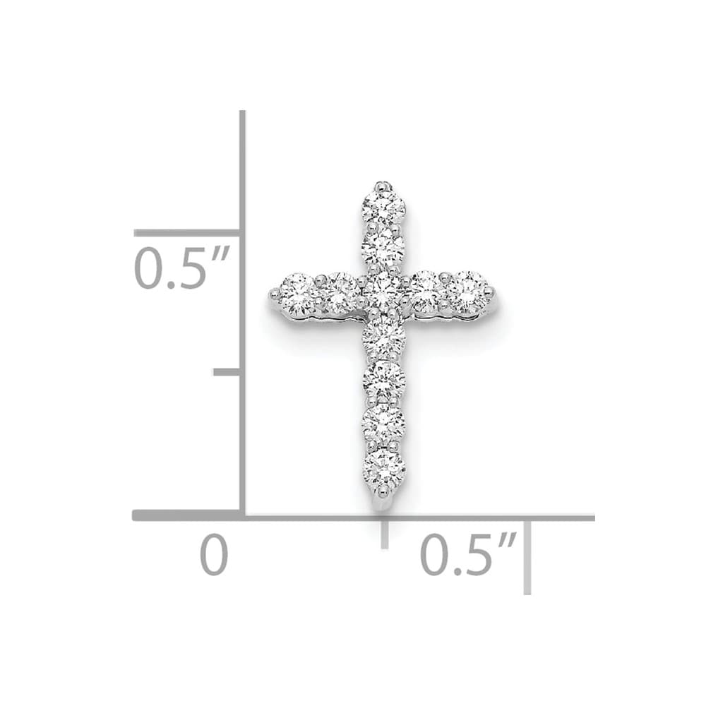 14K White Gold 1/4 carat Lab Grown Diamond Cross 18 inch Necklace