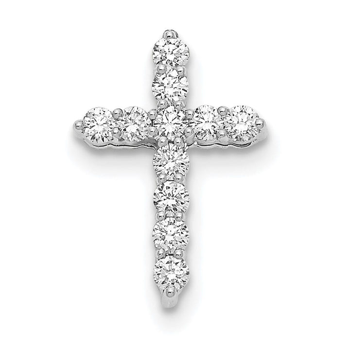 14K White Gold 1/4 carat Lab Grown Diamond Cross 18 inch Necklace