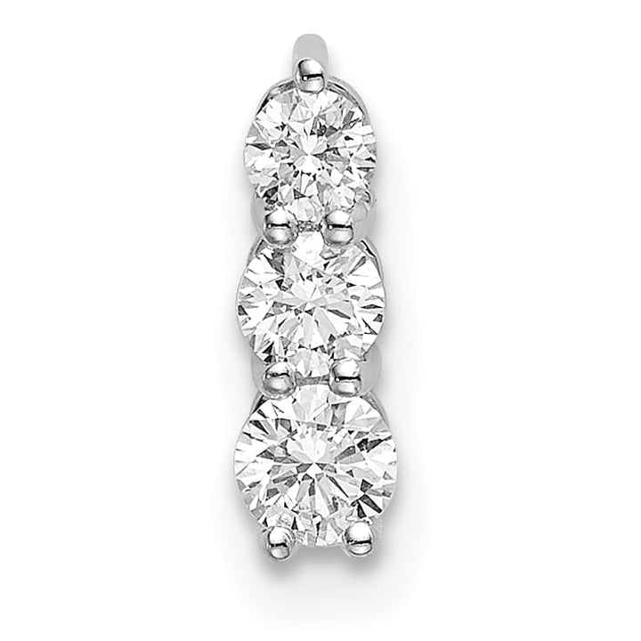 14K White Gold 1/4 carat Lab Grown Diamond Three Stone Slide Pendant