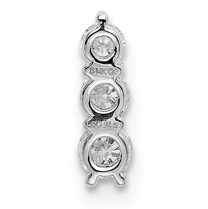 14K White Gold 1/4 carat Lab Grown Diamond Three Stone Slide Pendant