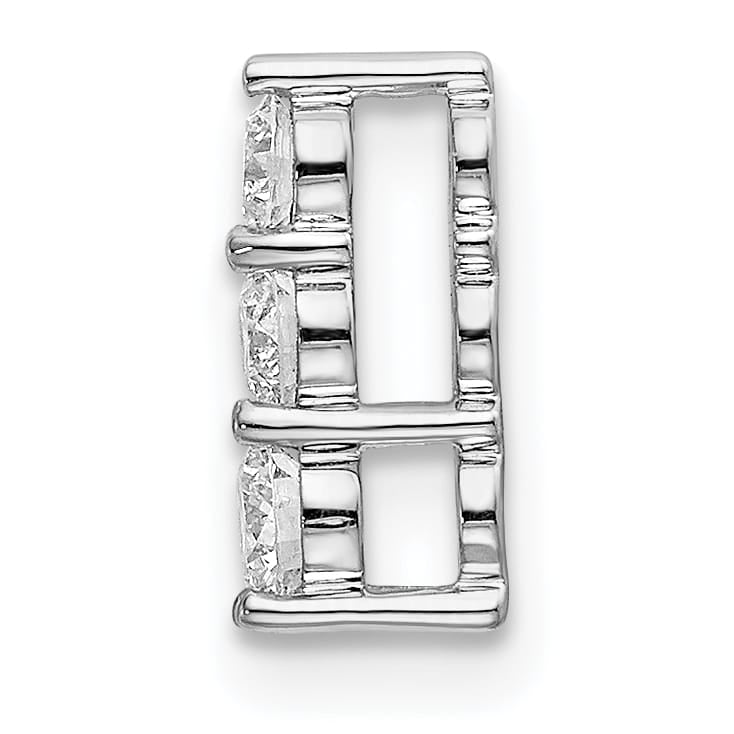 14K White Gold 1/4 carat Lab Grown Diamond Three Stone Slide Pendant