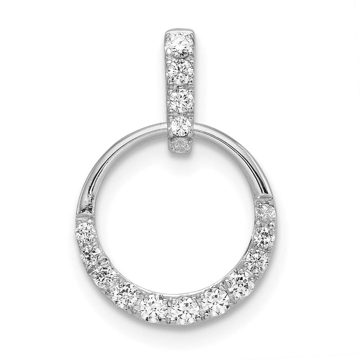 14K White Gold 1/4 ct Diamond Circle Pendant
