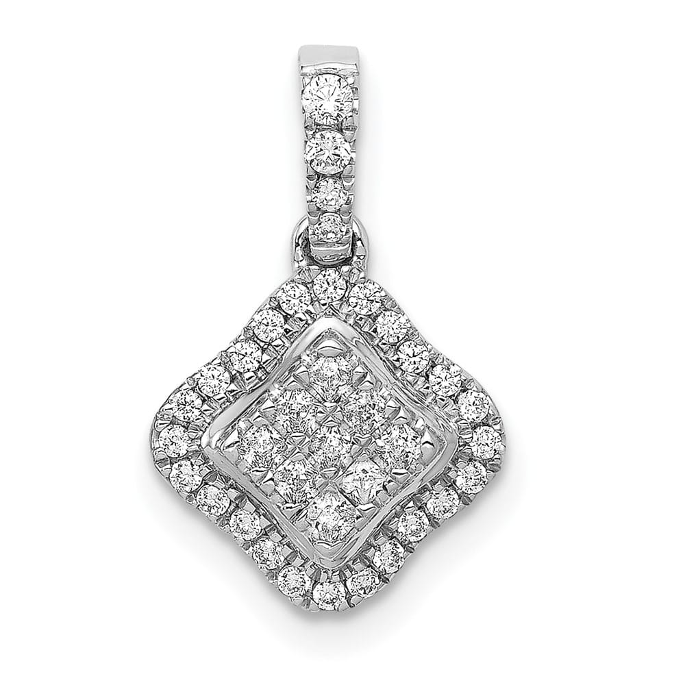 14K White Gold 1/4 ct Diamond Cluster Pendant