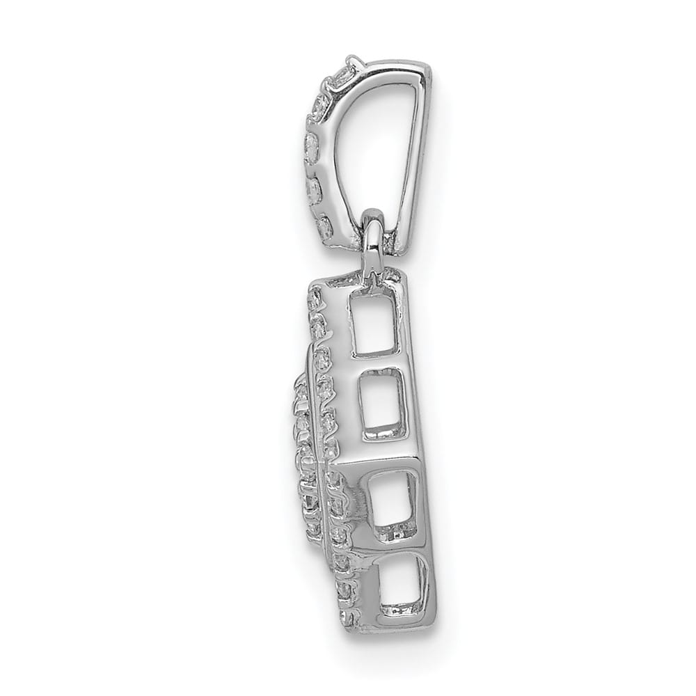 14K White Gold 1/4 ct Diamond Cluster Square Pendant