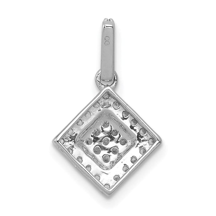 14K White Gold 1/4 ct Diamond Cluster Square Pendant