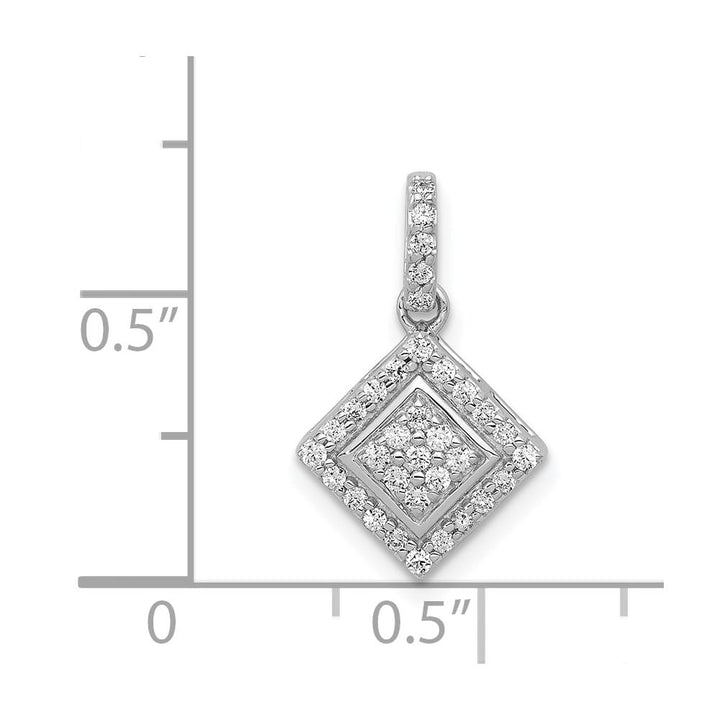 14K White Gold 1/4 ct Diamond Cluster Square Pendant