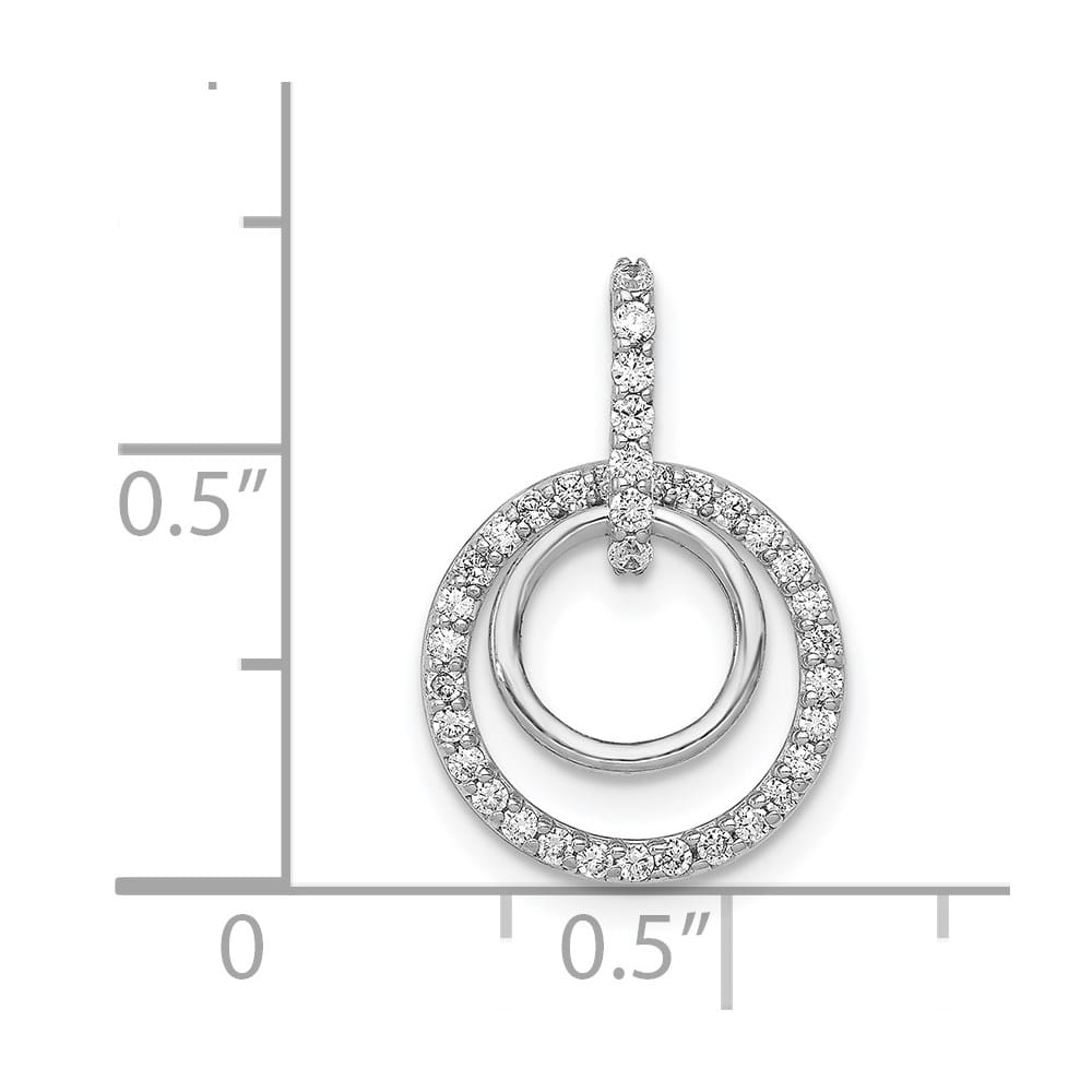 14K White Gold 1/4 ct Diamond Double Circle Dangle Pendant