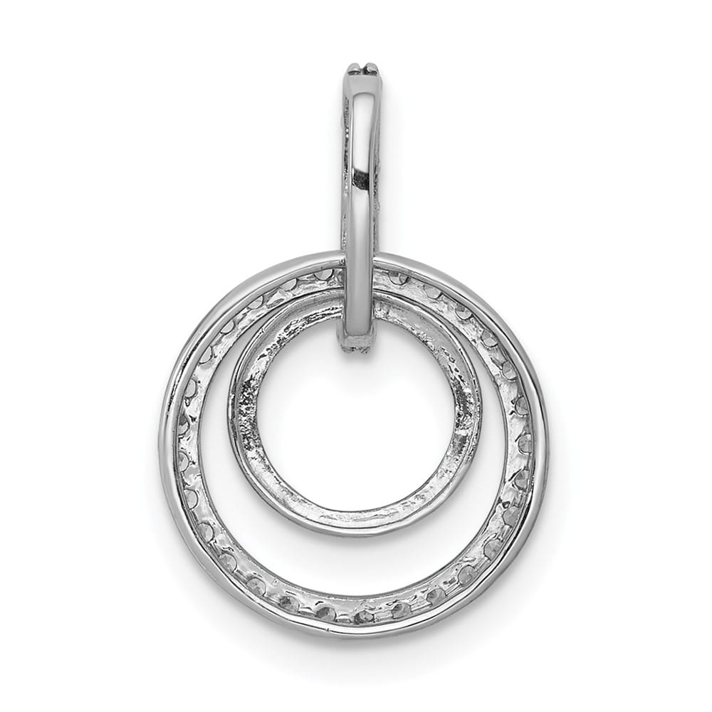 14K White Gold 1/4 ct Diamond Double Circle Dangle Pendant