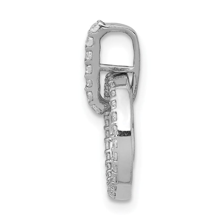 14K White Gold 1/4 ct Diamond Double Circle Dangle Pendant