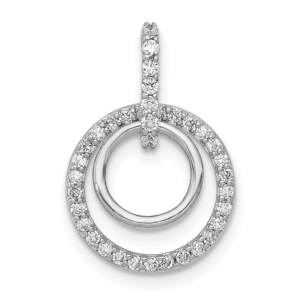 14K White Gold 1/4 ct Diamond Double Circle Dangle Pendant