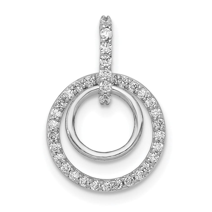 14K White Gold 1/4 ct Diamond Double Circle Dangle Pendant