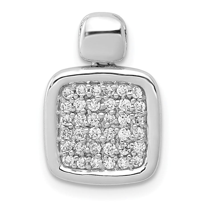 14K White Gold 1/4 ct Diamond Fancy Square Pendant