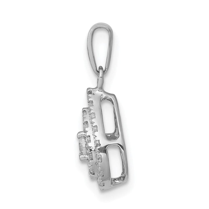 14K White Gold 1/4 ct Diamond Halo Teardrop Pendant 2.4mm Center