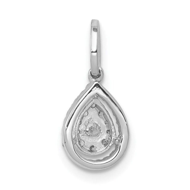 14K White Gold 1/4 ct Diamond Halo Teardrop Pendant 2.5mm Center