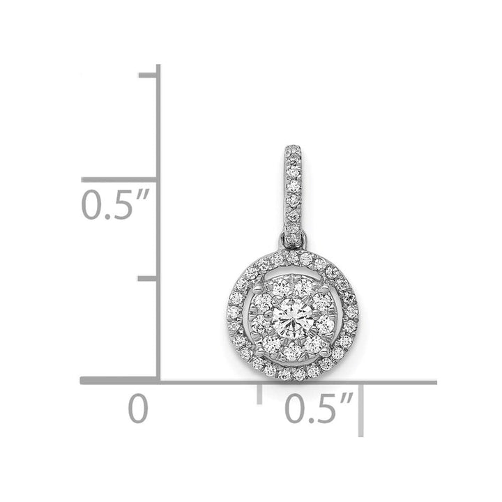 14K White Gold 1/4 ct Diamond Round Halo Cluster Pendant 2.7mm Center