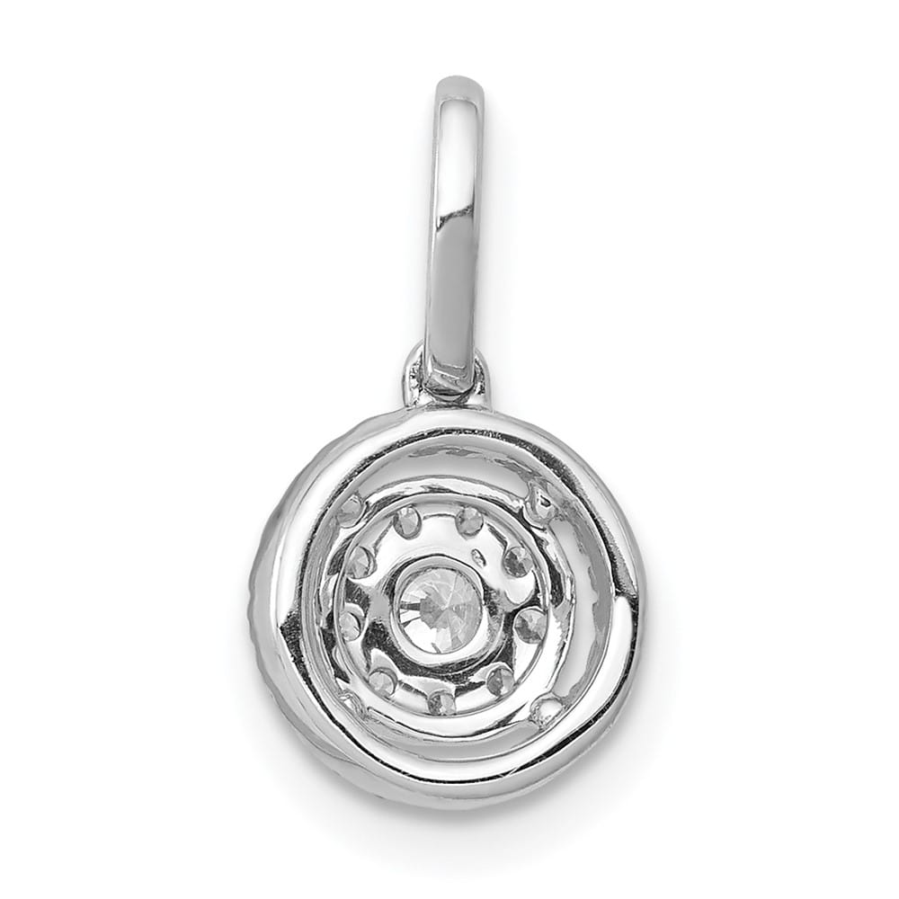 14K White Gold 1/4 ct Diamond Round Halo Cluster Pendant 2.7mm Center