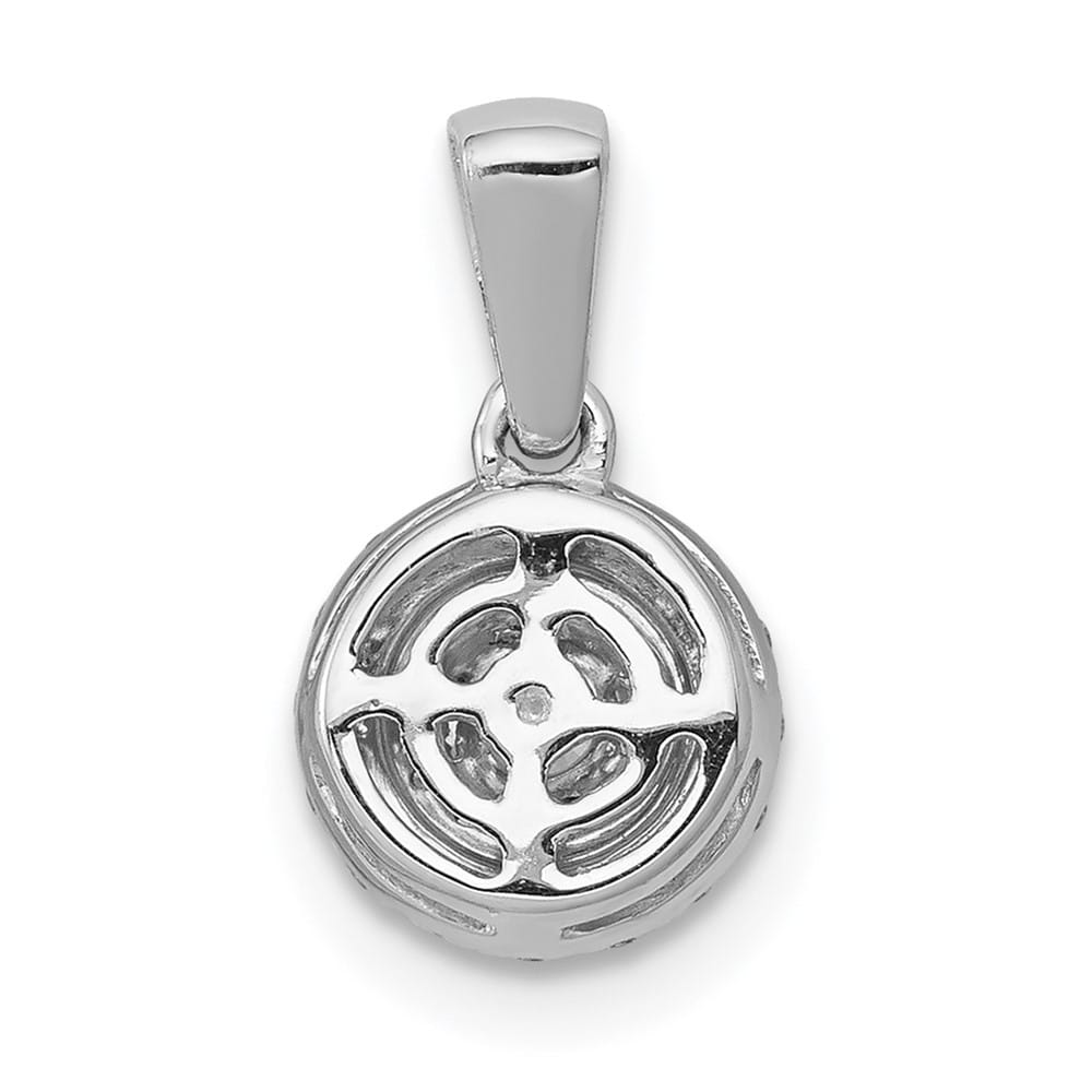 14K White Gold 1/4 ct Diamond Round Halo Cluster Pendant 3mm Center