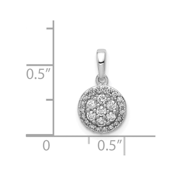 14K White Gold 1/4 ct Diamond Round Halo Cluster Pendant 7 Stones