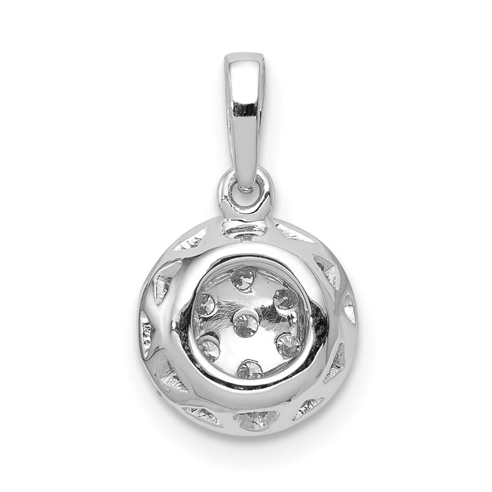 14K White Gold 1/4 ct Diamond Round Halo Cluster Pendant 7 Stones