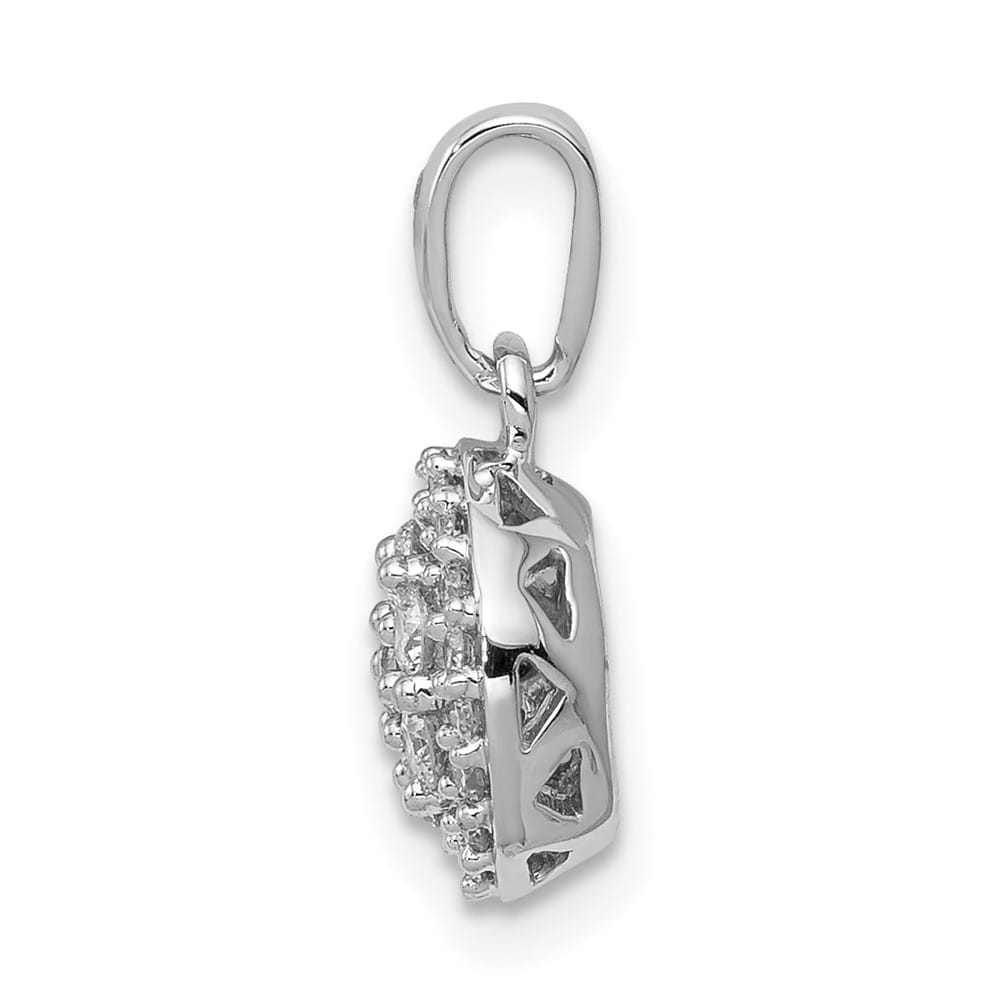 14K White Gold 1/4 ct Diamond Round Halo Cluster Pendant 7 Stones