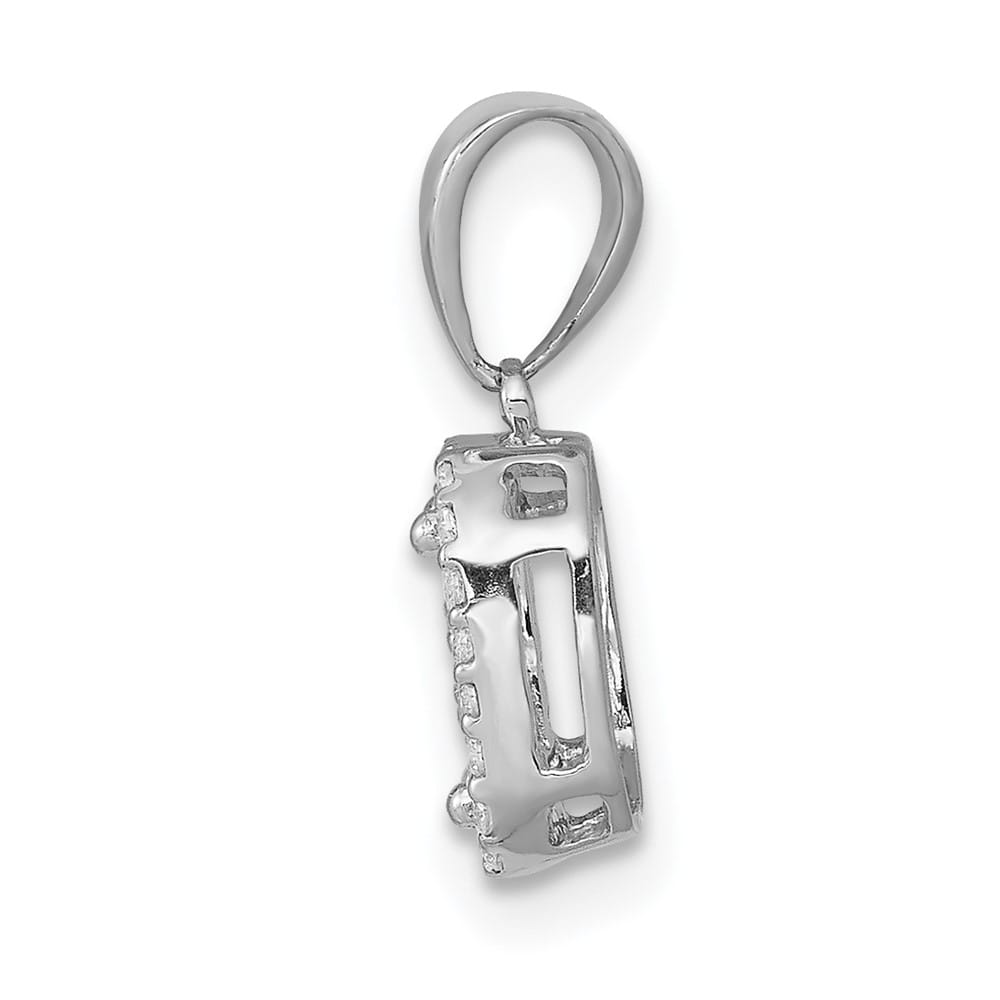 14K White Gold 1/4 ct Diamond Square Halo Cluster Pendant 1.8mm Center