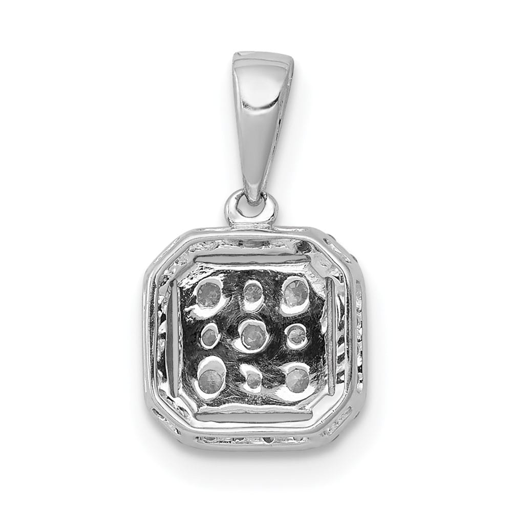 14K White Gold 1/4 ct Diamond Square Halo Cluster Pendant 1.8mm Center