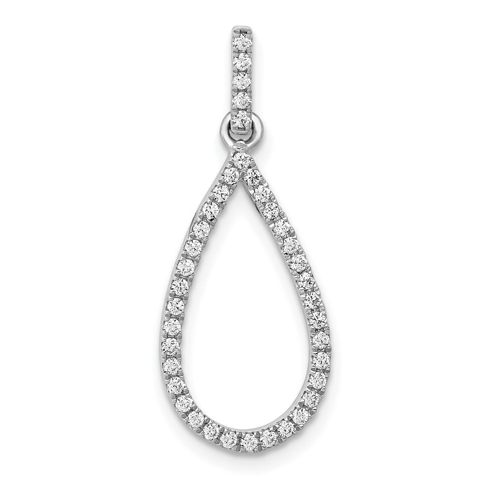 14K White Gold 1/4 ct Diamond Teardrop Pendant