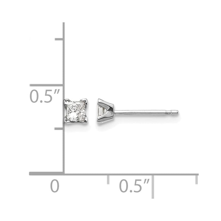 14K White Gold 1/4 ct I1 G-I Princess-Cut Diamond Studs