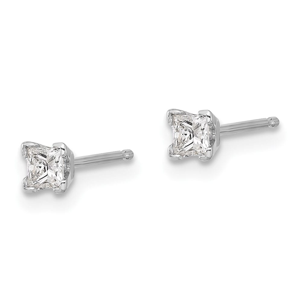 14K White Gold 1/4 ct I1 G-I Princess-Cut Diamond Studs