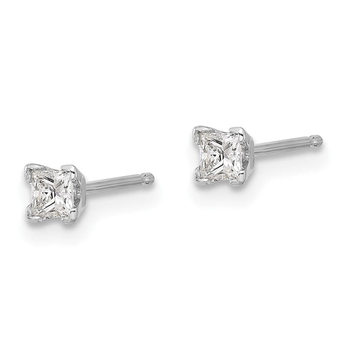 14K White Gold 1/4 ct I1 G-I Princess-Cut Diamond Studs