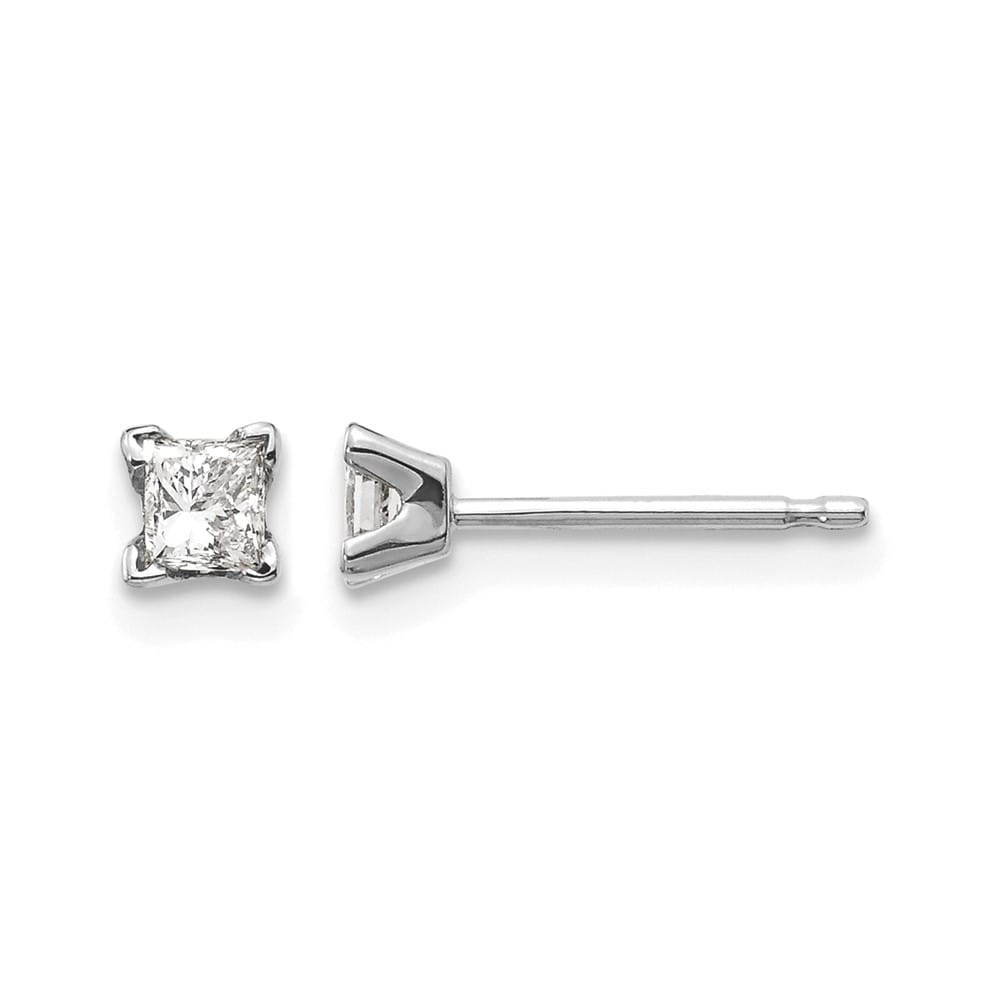 14K White Gold 1/4 ct I1 G-I Princess-Cut Diamond Studs