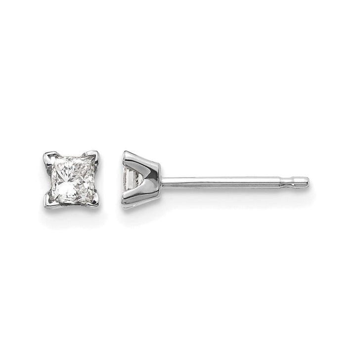 14K White Gold 1/4 ct I1 G-I Princess-Cut Diamond Studs