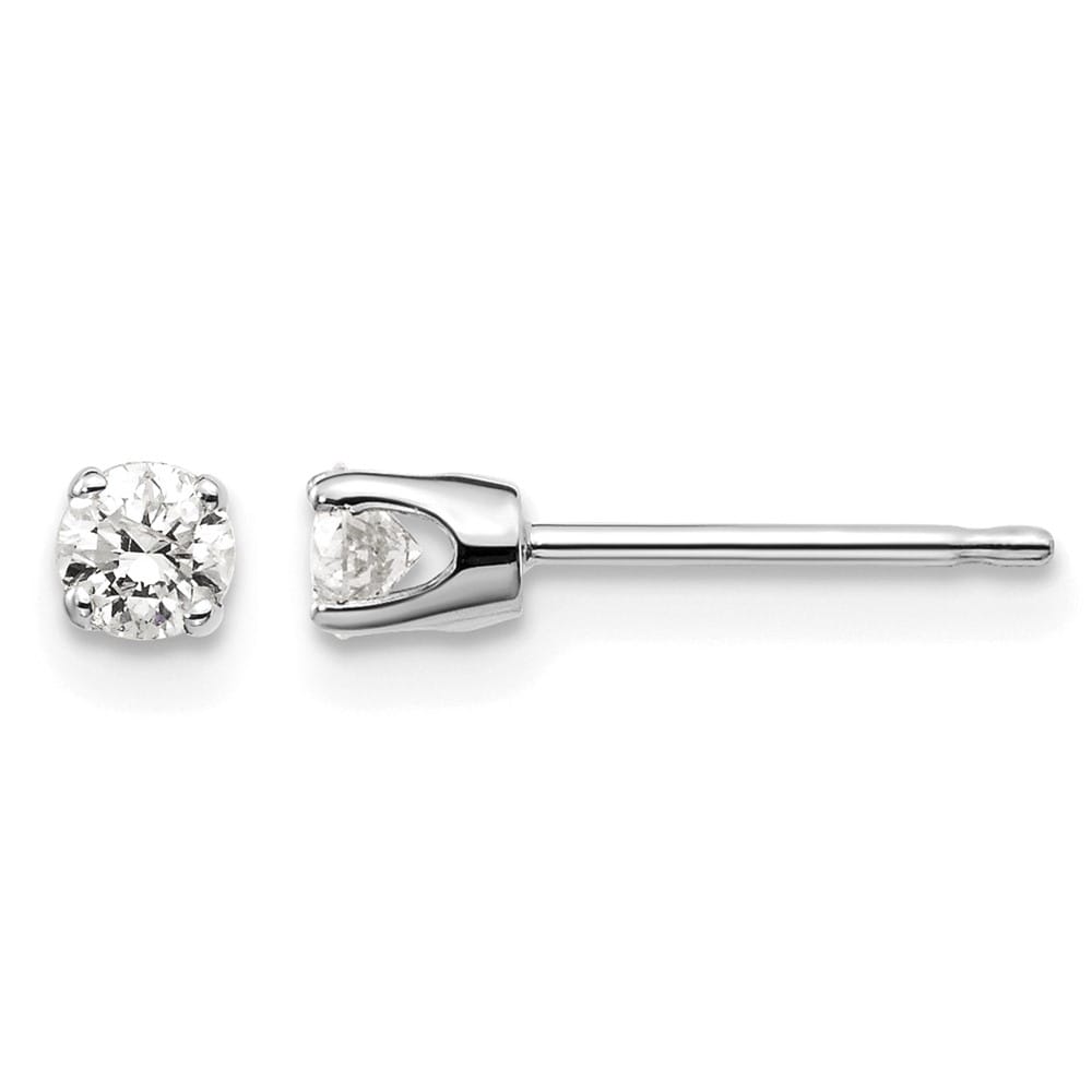 14K White Gold 1/4 ct I2 K-L Diamond Push Back Stud Earrings