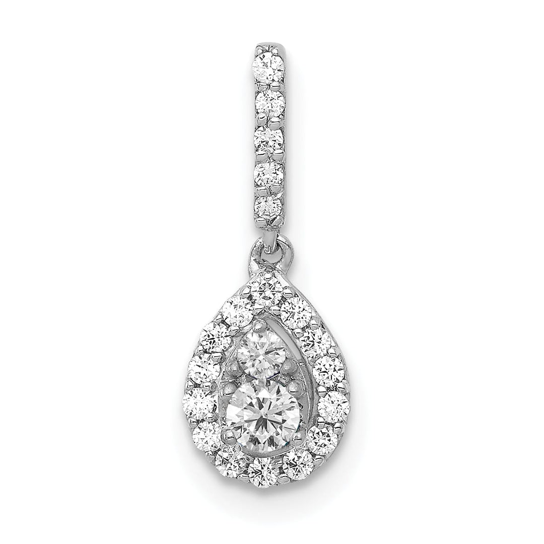 14K White Gold 1/4 ct Lab Grown Diamond Teardrop Dangle Pendant