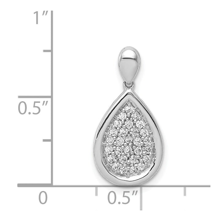 14K White Gold 1/4 ct Pave Diamond Fancy Teardrop Pendant