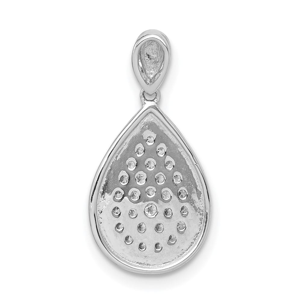 14K White Gold 1/4 ct Pave Diamond Fancy Teardrop Pendant