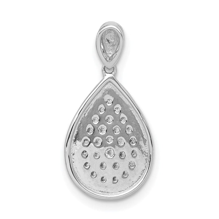 14K White Gold 1/4 ct Pave Diamond Fancy Teardrop Pendant