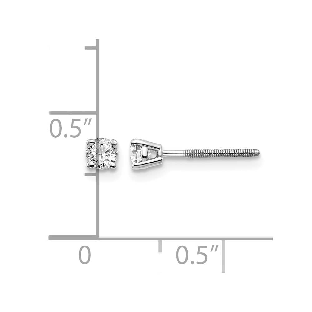 14K White Gold 1/4 ct SI3 G-I Diamond Screw Back Stud Earrings