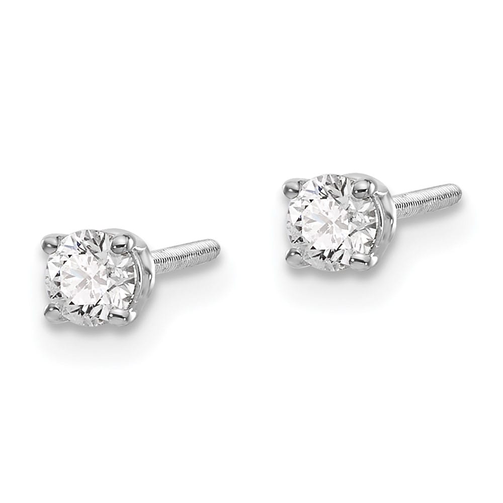 14K White Gold 1/4 ct SI3 G-I Diamond Screw Back Stud Earrings