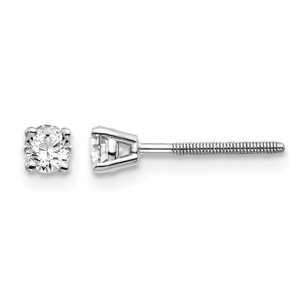 14K White Gold 1/4 ct VS2/SI1 G-I Diamond Screw Back Stud Earrings