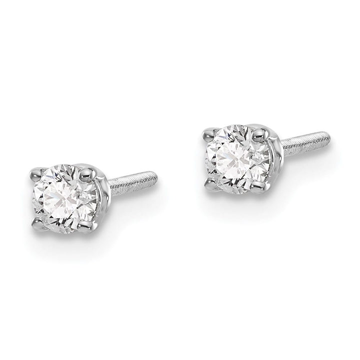 14K White Gold 1/4 ct VS2/SI1 G-I Diamond Screw Back Stud Earrings