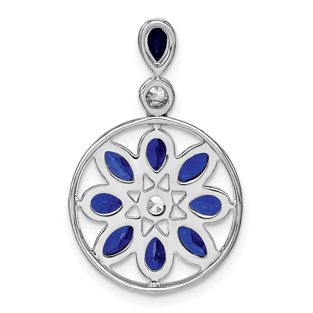 14K White Gold 1.435 ct Sapphire and Diamond Chain Slide