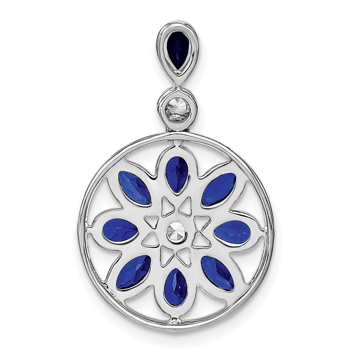 14K White Gold 1.435 ct Sapphire and Diamond Chain Slide